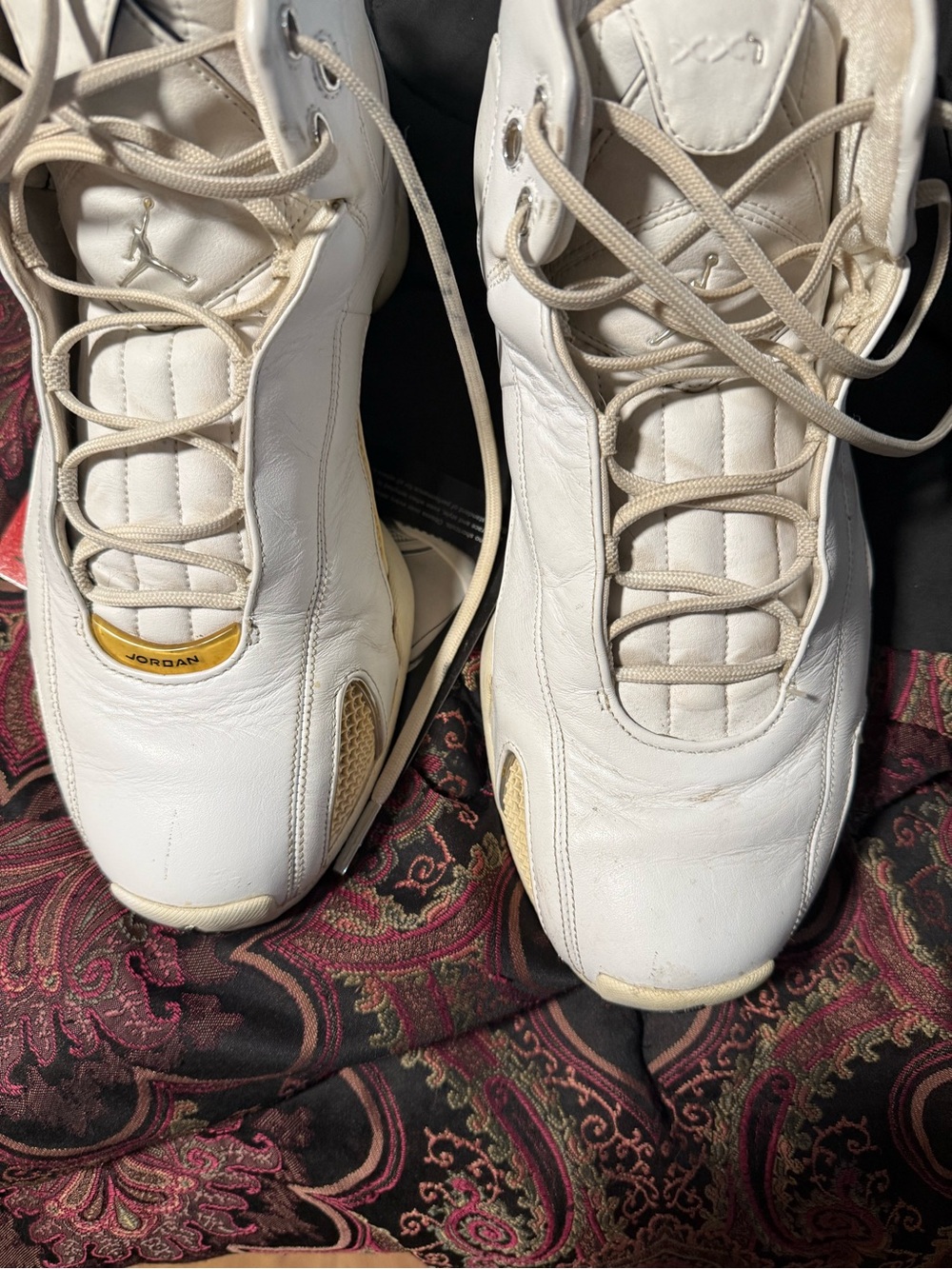 Jordan Men's White and Gold Basketball Sneakers